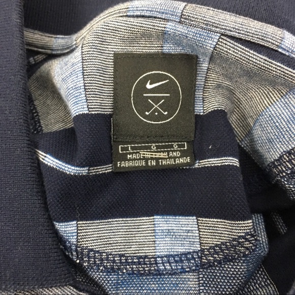 Nike Blue Striped Men’s Polo Size Large World Golf Village Collared Shirt - Picture 4 of 6